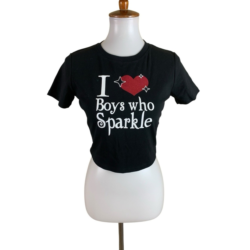 Dolls Kill Twilight I Love Boys Who Sparkle Graphic Baby Tee Y2K Goth Medium
